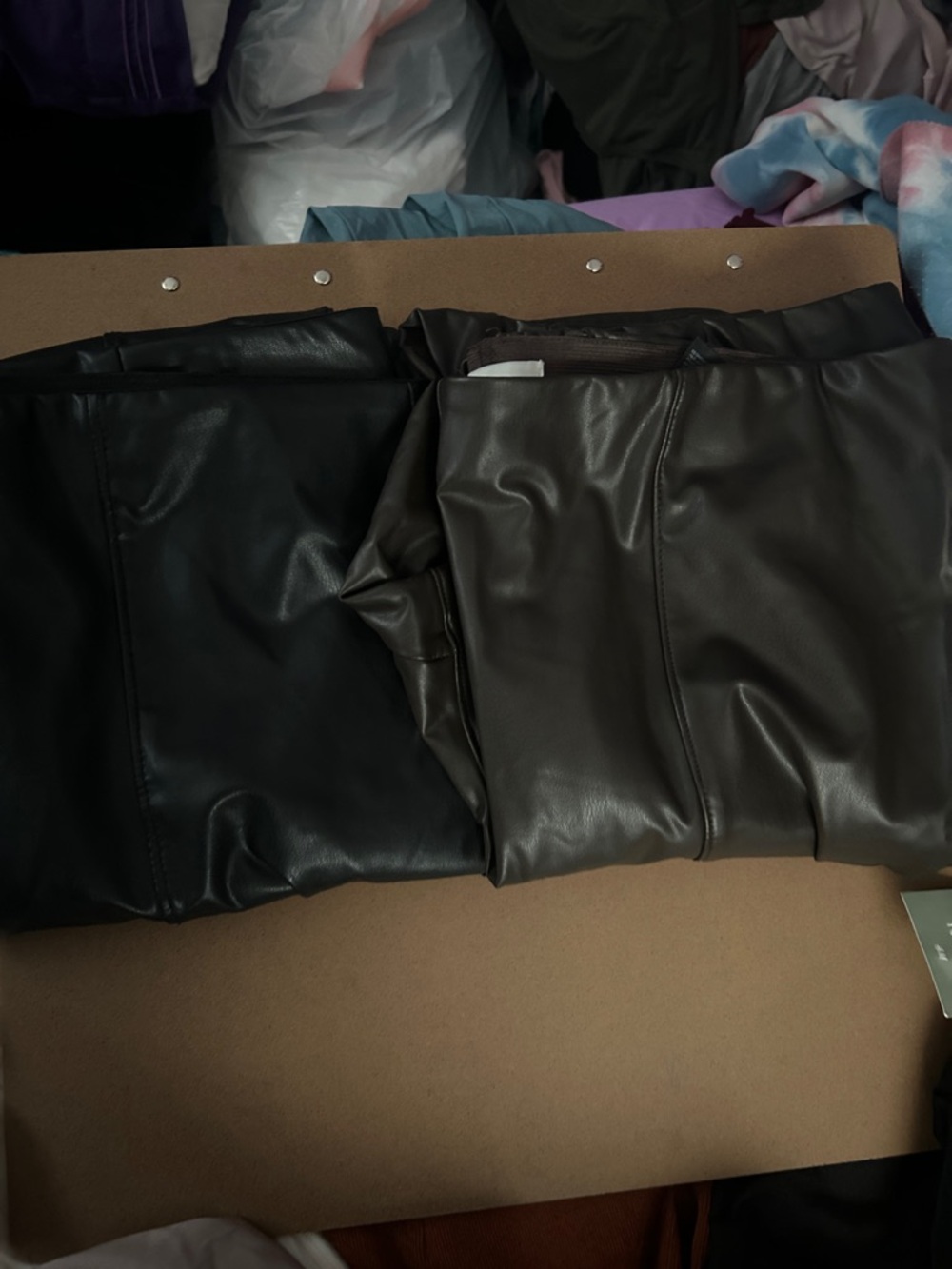H&M Black and brown Faux Leather Skinny Pants